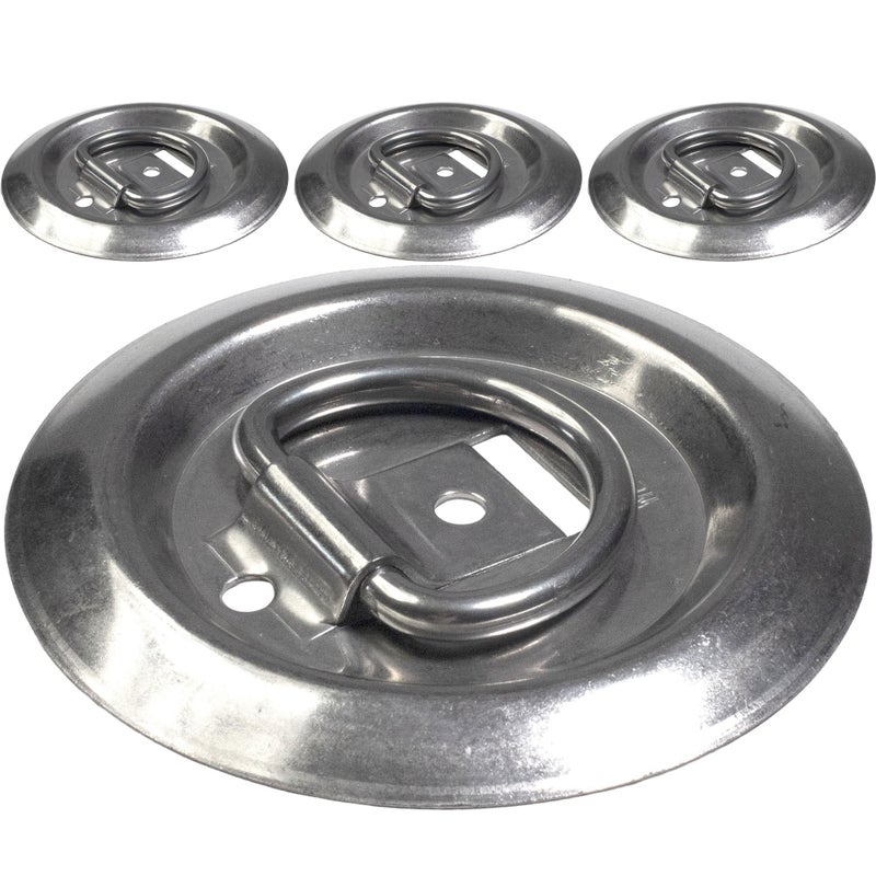 US Cargo Control Recessed D-Ring Tie Down Anchors (4-Pack), Flush Mount Type 316 Stainless Steel D Rings for Trailers, Camping, Decks, Outdoor Uses, and Marine Environments, 800 LBS Break Strength - Image 1